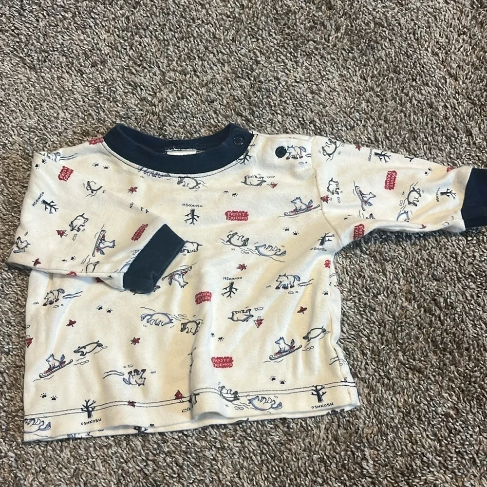 Oshkosh Infant Two Piece‎ Overalls and Long Sleeve Shirt Winter Set 0-3 Month